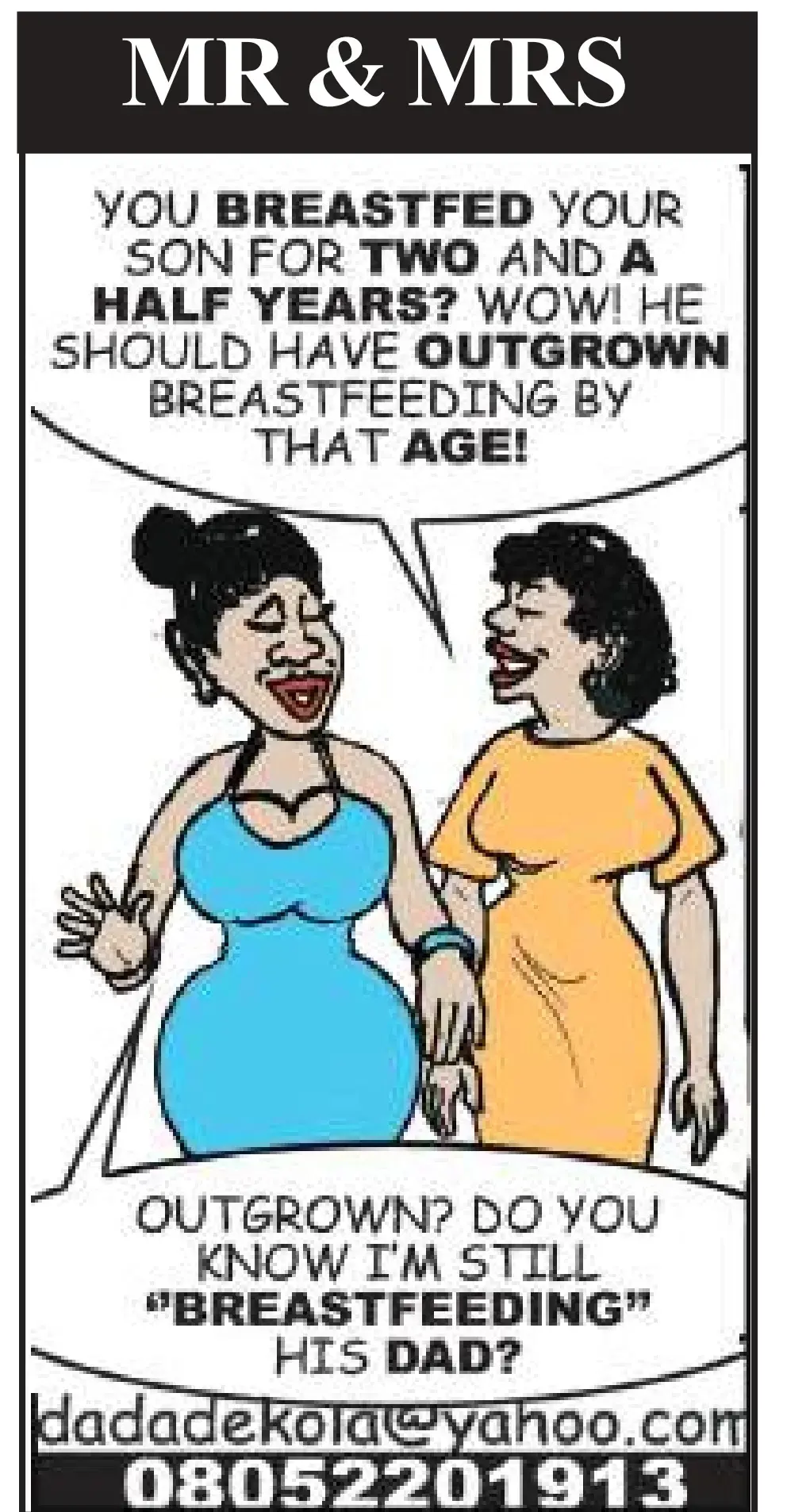 Cartoon: According to researched, breastfeeding is healthy