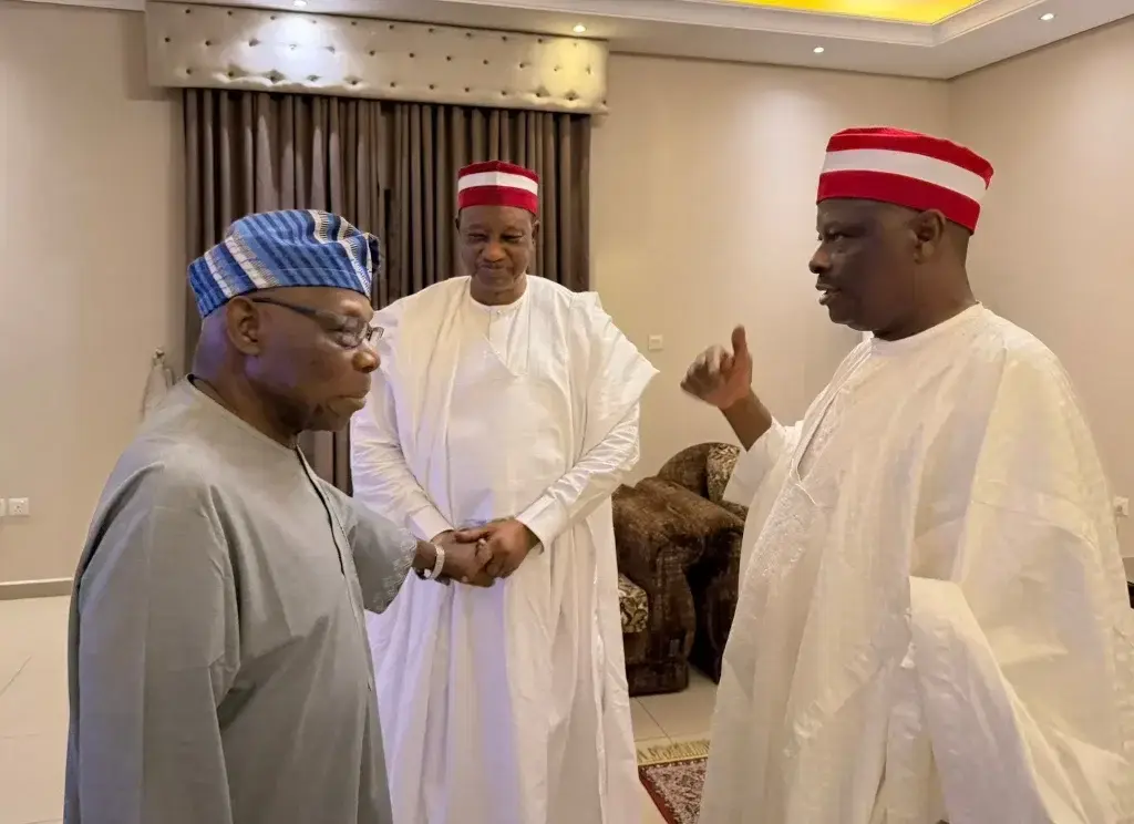 Photos: Kwankwaso, Gwarzo meet Obasanjo in Kano
