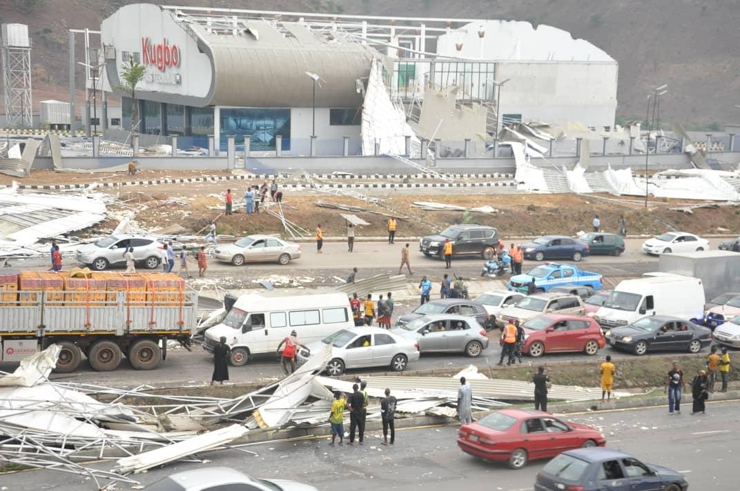Windstorm damages newly built bus terminal in Abuja