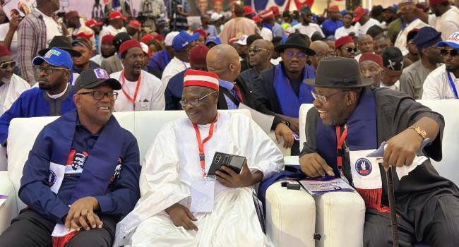 Dickson, Obi, Kwankwaso Arrive At NDC Special Convention To Adopt 2027 Presidential Candidate