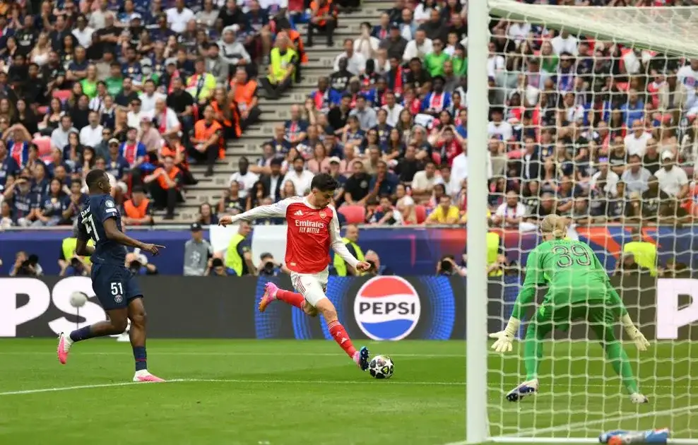 UCL: First half in pictures as Havertz give Arsenal early lead against PSG in Budapest