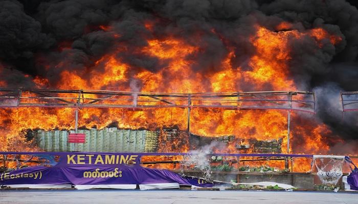 Myanmar Burns $600 Million Worth Of Seized Heroin, Meth and Other Illegal Drugs