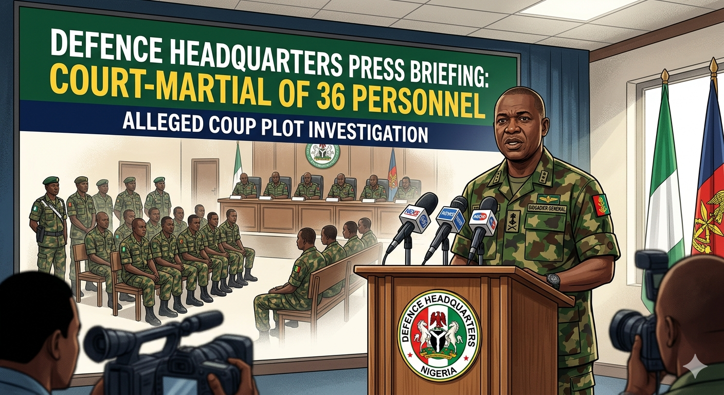 Defence Headquarters speaks on court-martial of 36 military personnel for alleged coup plot