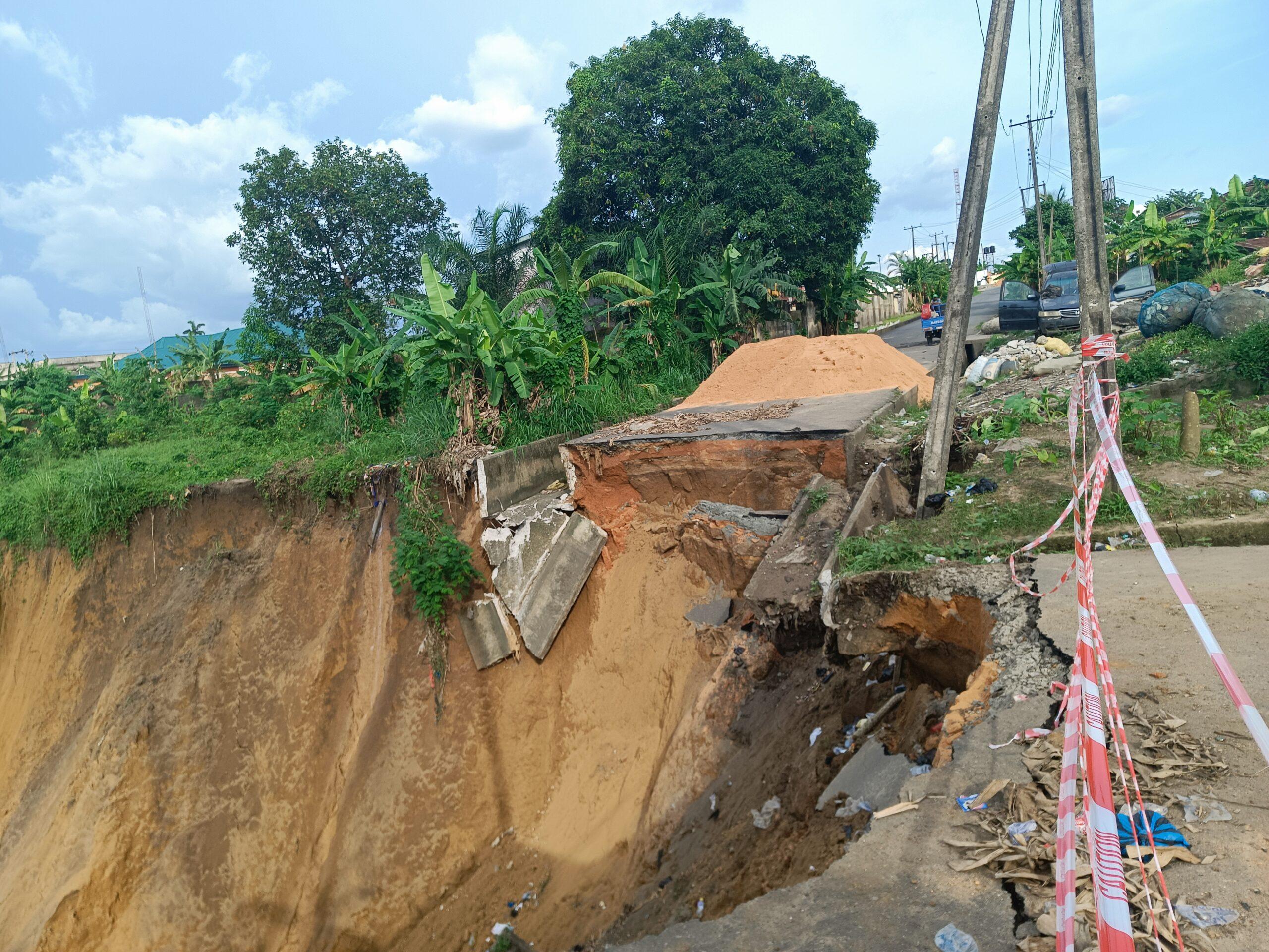 Gully erosion swallows road close to Akwa Ibom Government House